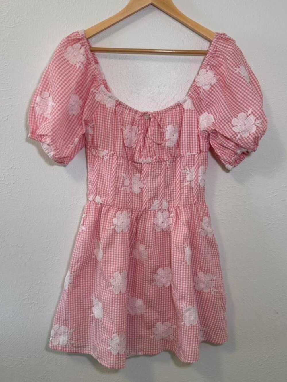 SABO SKIRT NWT Shaye Dress White Red Gingham Feminine Mini Dress Size Medium - Picture 6 of 8